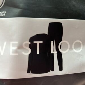 NIB West Loop Women's Thermal 2pc Set Top/Bottoms Black S/M